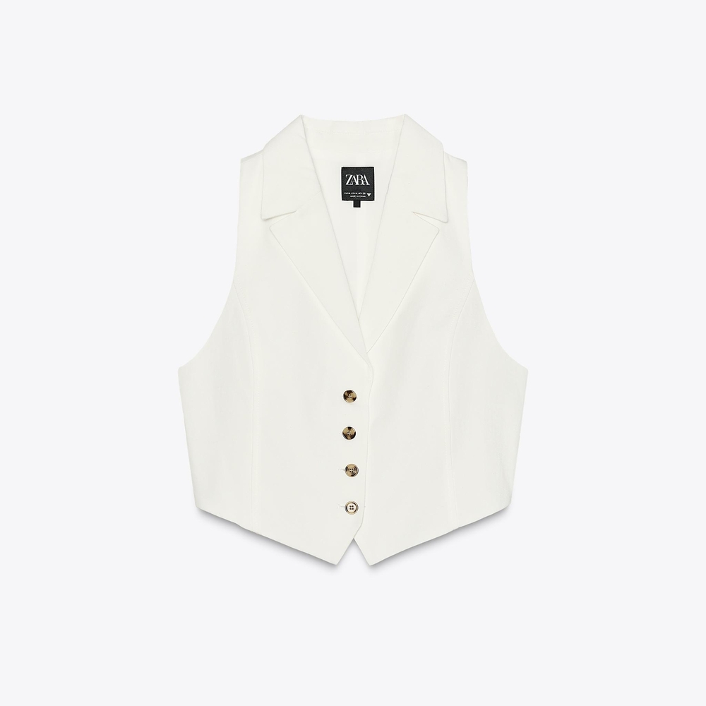 Zara Cut Out Back Button-Up Vest NWT Size SMALL